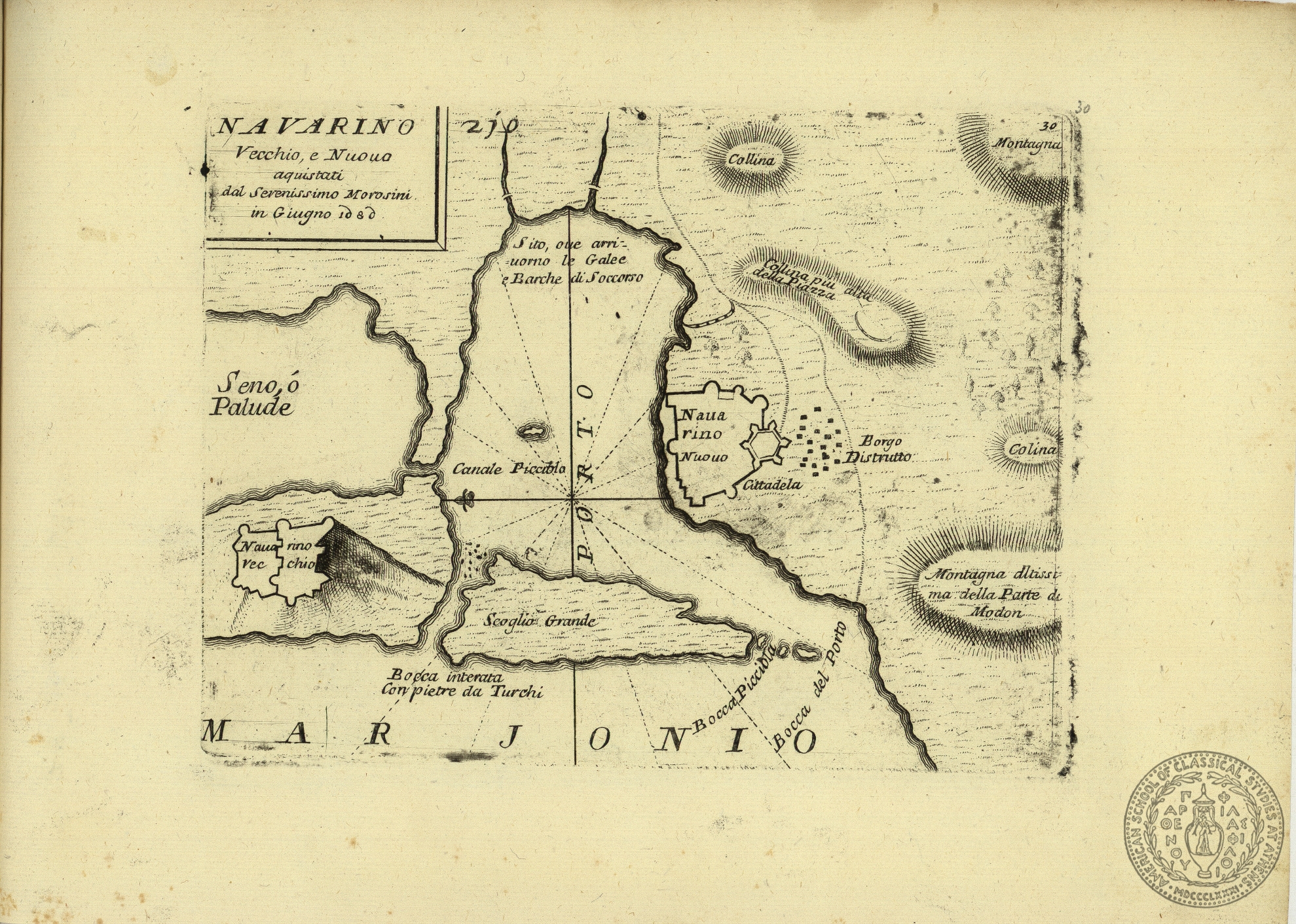 Navarino vecchio e nuovo aquistati dal Serenissimo Morosini in giugno 1686
